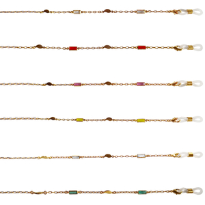 Spectalce Goldmetallkette mit flachen Perlen und Blättern Dekoration 1073